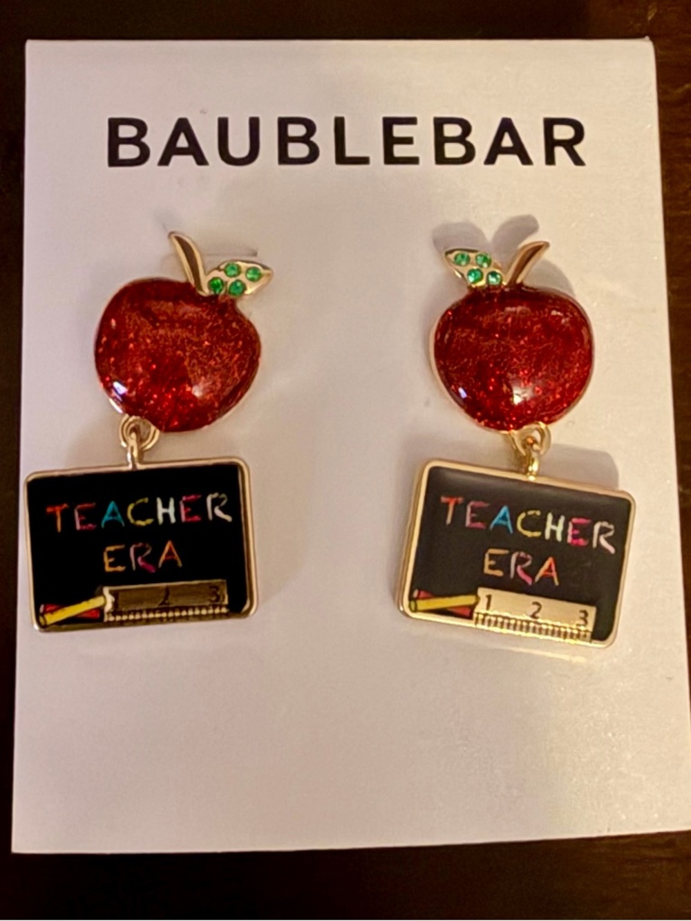 BaubleBar Red Apple & Black Chalkboard Teacher Earrings